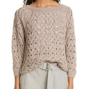 Lafayette 18 New York Sequin Infinity Cable Metallic Sweater Womens S Silk Blend